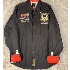 Absolute Rebellion Mens Black Long Sleeve Royal Sailing Nautical Shirt L